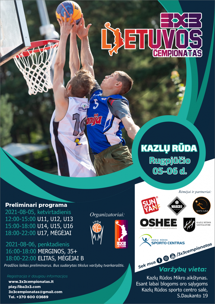 Lietuvos 3&#215;3 krepšinio čempionatas rugpjūčio 5-6 dienomis Kazlų Rūdoje!!!