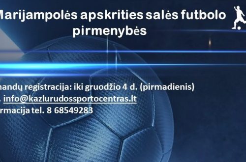 Kviečiame komandas registruotis į Marijampolės apskrities salės futbolo pirmenybes!!!
