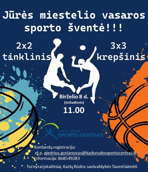 Kviečiame krepšinio ir tinklinio komandas į Jūrės miestelio vasaros sporto šventę!